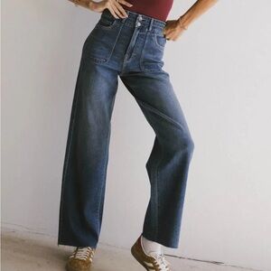 Bohme Haley wide leg high rise raw hem jeans size 24